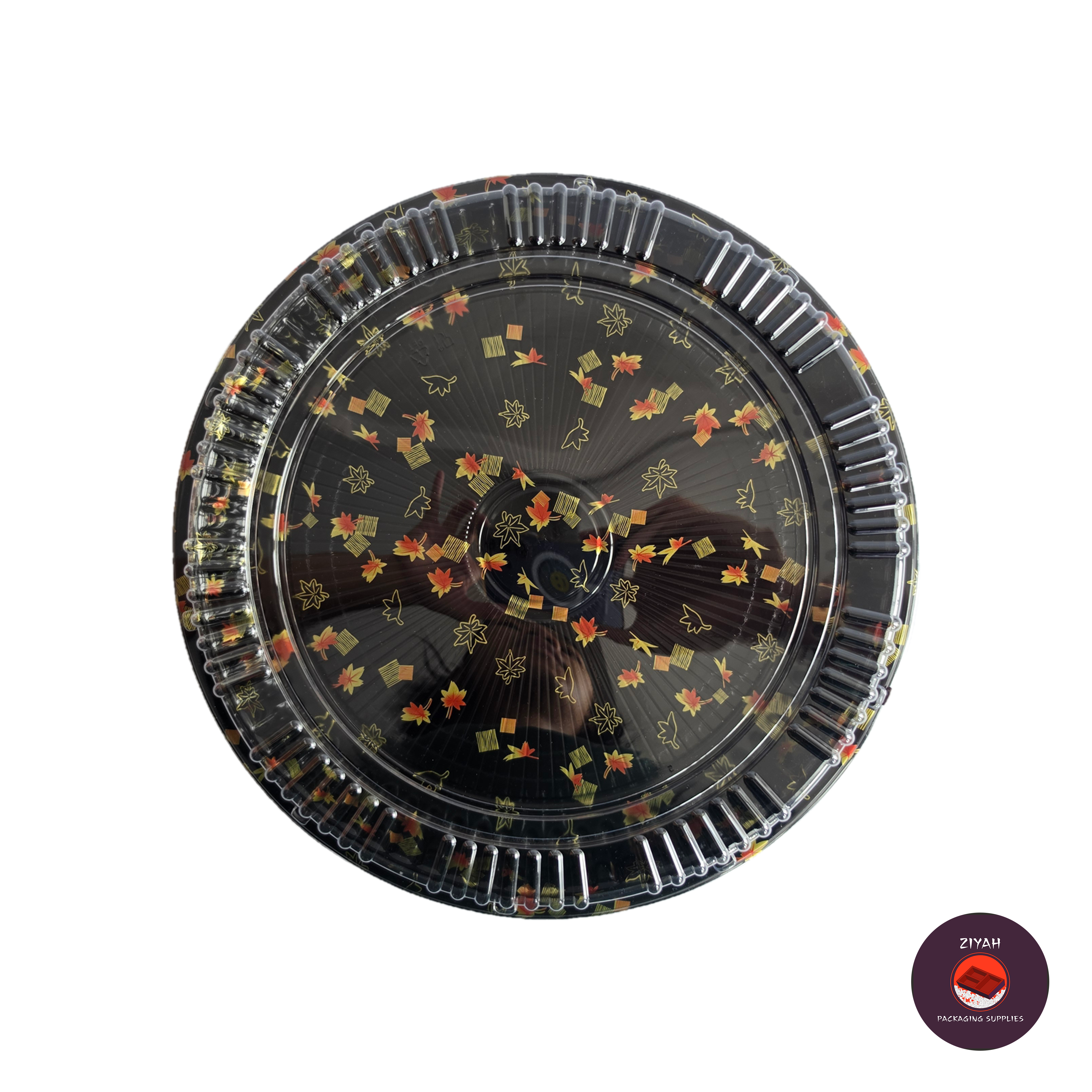 14" Round Sushi Tray with Lid — top view | food packaging Philippines | Ziyah Packaging Supplies