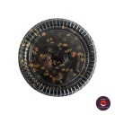 11" Round Sushi Tray with Lid (Round Sushi Trays, size 11" diameter · Tray H 1" · Lid H 1") — top view. Food-grade packaging for sale in the Philippines | Ziyah Packaging Supplies