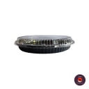 14" Round Sushi Tray with Lid (Round Sushi Trays, size 14" diameter · Tray H 1" · Lid H 1") — flat view. Food-grade packaging for sale in the Philippines | Ziyah Packaging Supplies