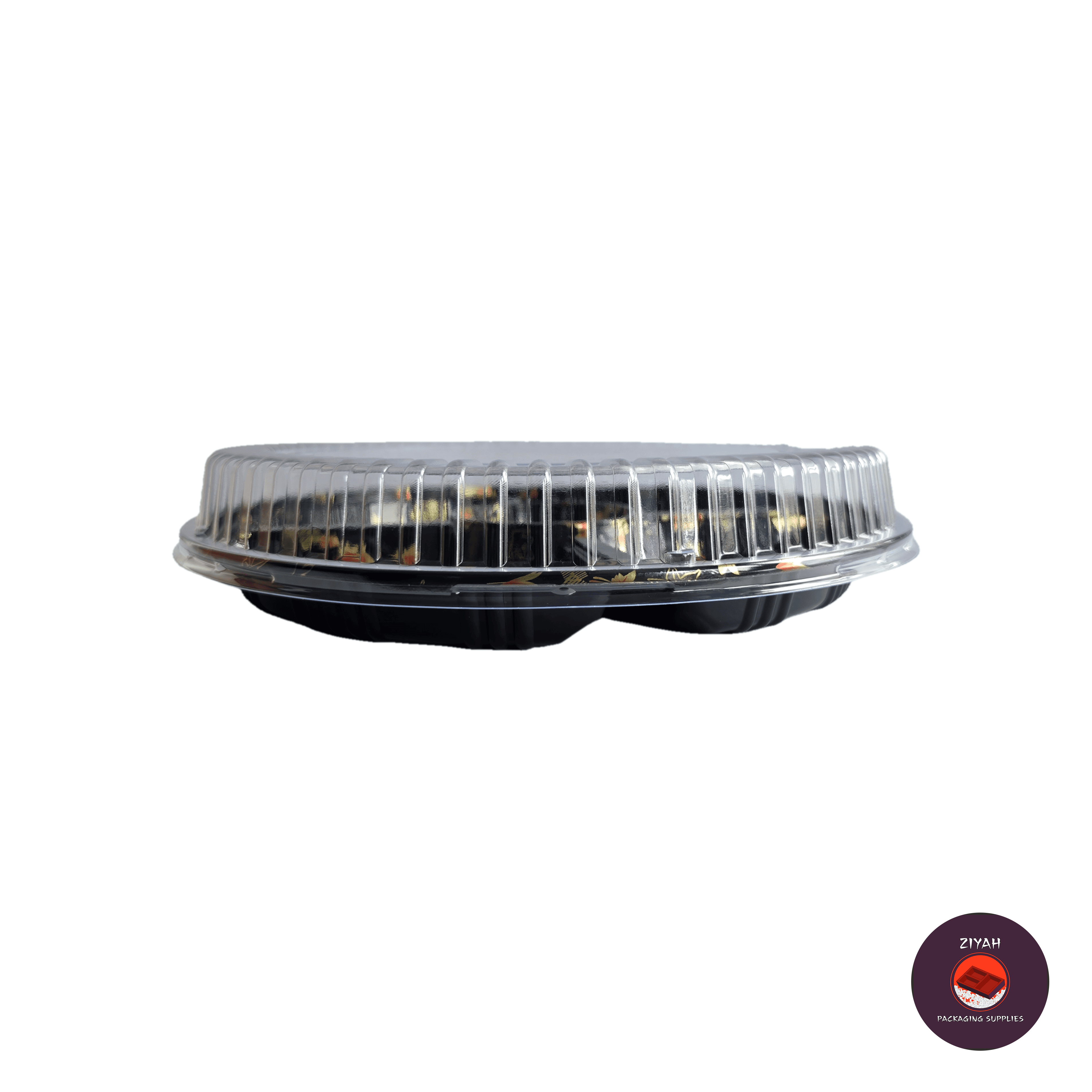 12.5" Round Sushi Tray with Division — flat view | food packaging Philippines | Ziyah Packaging Supplies