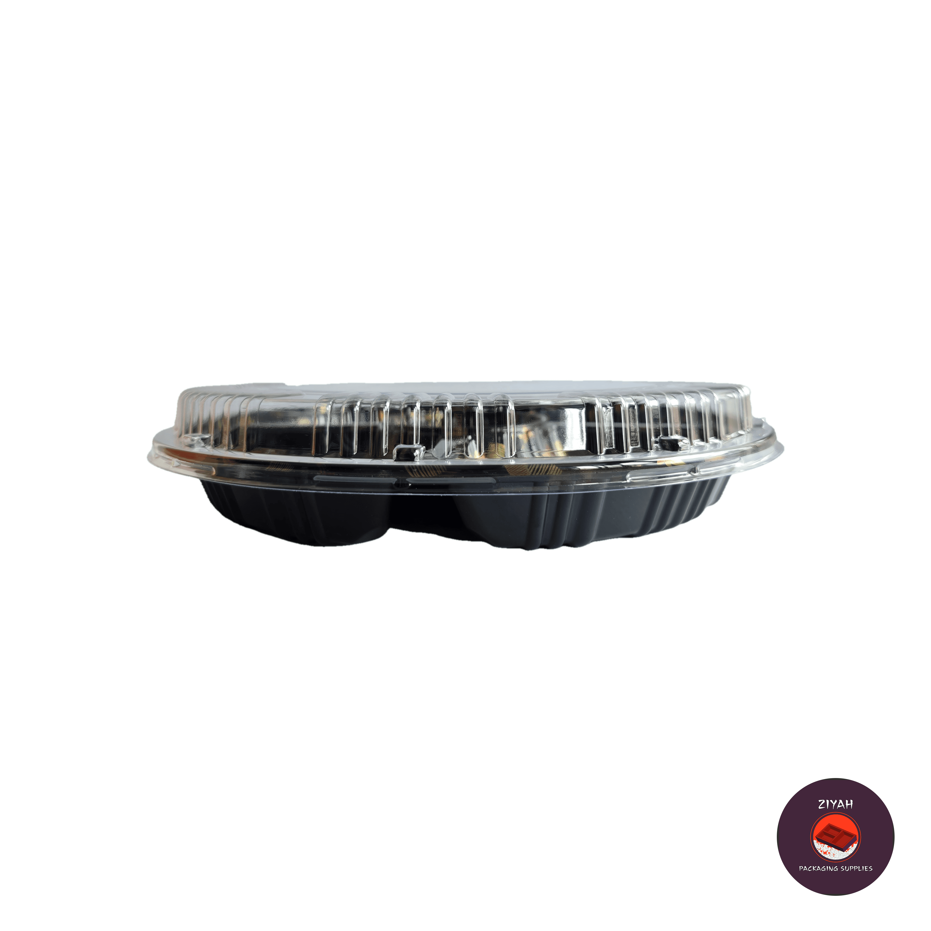 14" Round Sushi Tray with Division — flat view | food packaging Philippines | Ziyah Packaging Supplies