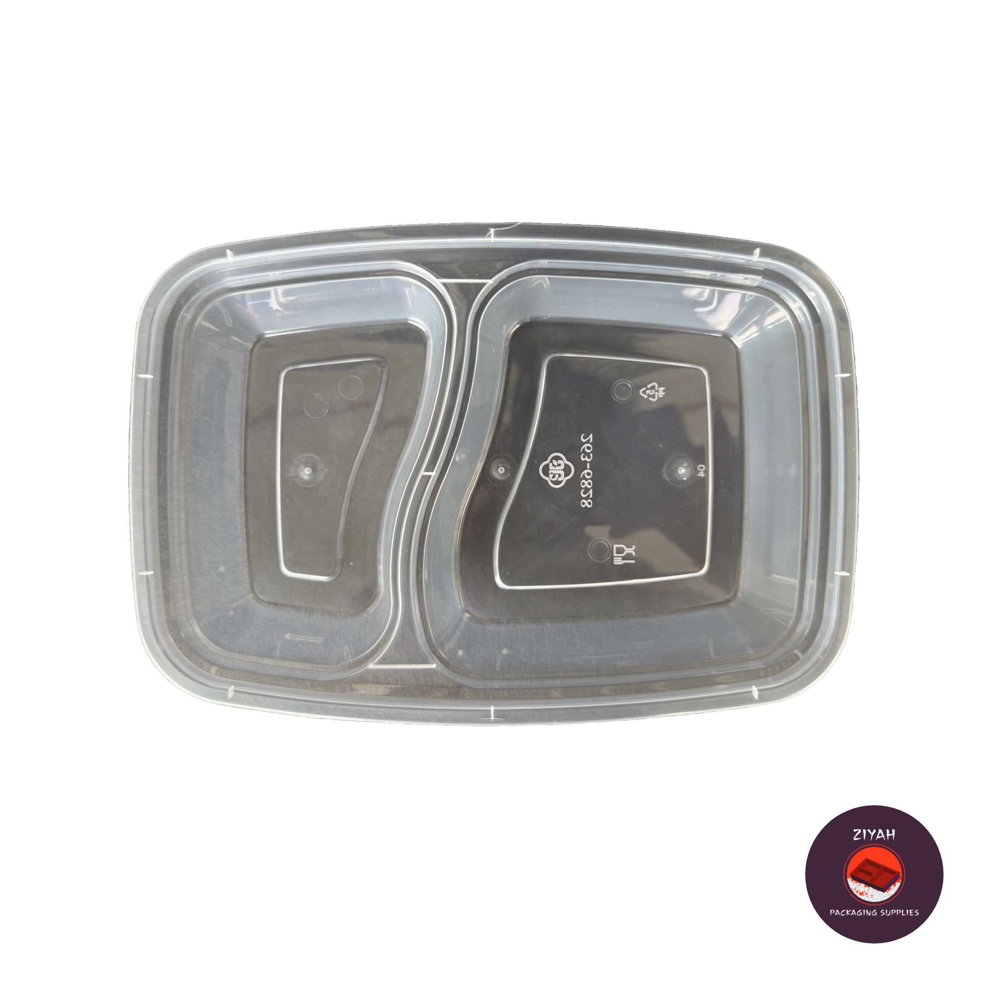 2 Division Hard Bento Box (Clear) (Hard Bento Clear, Clear color, size 1000ml · 21.1 × 14.5 × 4.5 cm) — product photo 2. Food-grade packaging for sale in the Philippines | Ziyah Packaging Supplies
