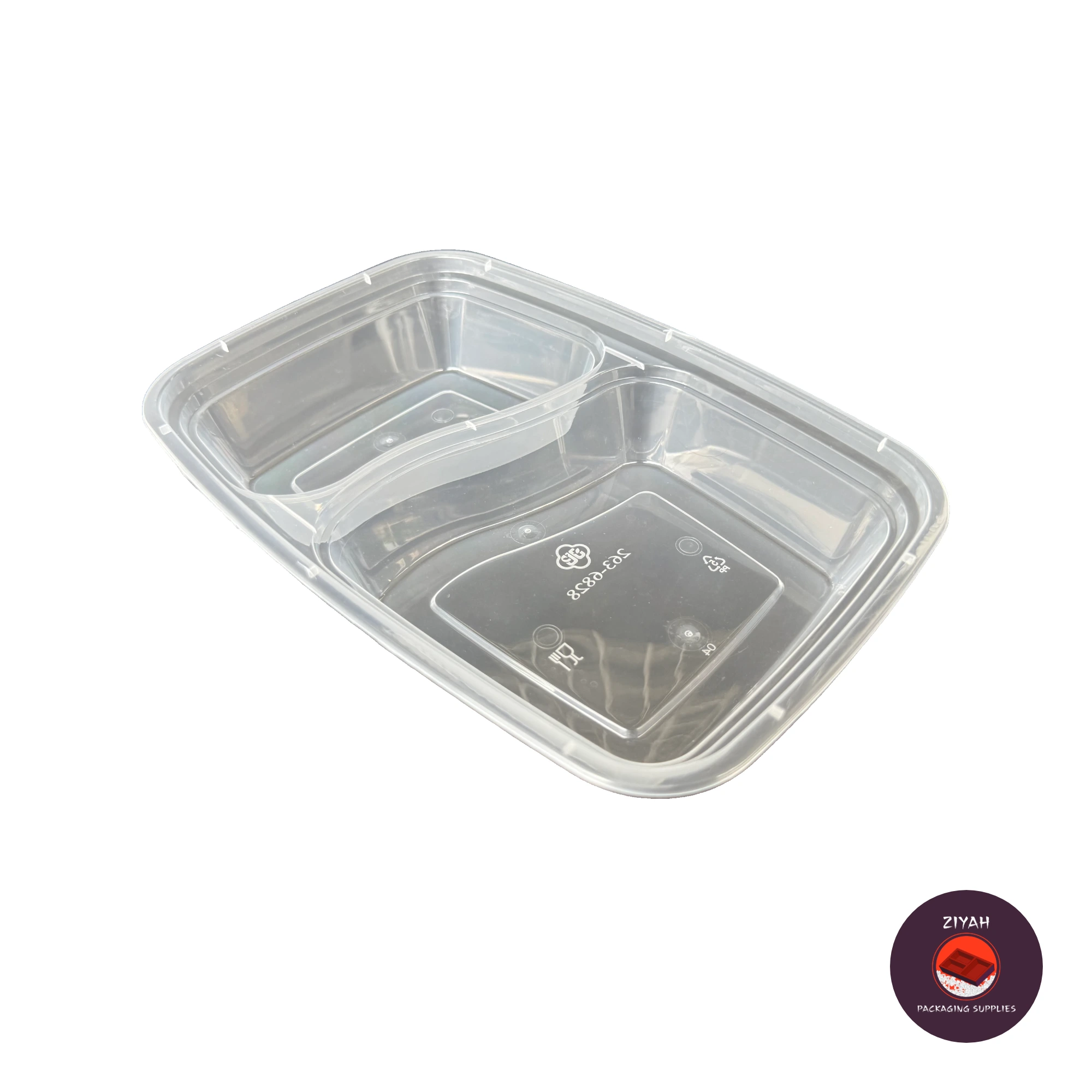 2 Division Hard Bento Box (Clear) (Hard Bento Clear, Clear color, size 1000ml · 21.1 × 14.5 × 4.5 cm) — product photo 6. Food-grade packaging for sale in the Philippines | Ziyah Packaging Supplies