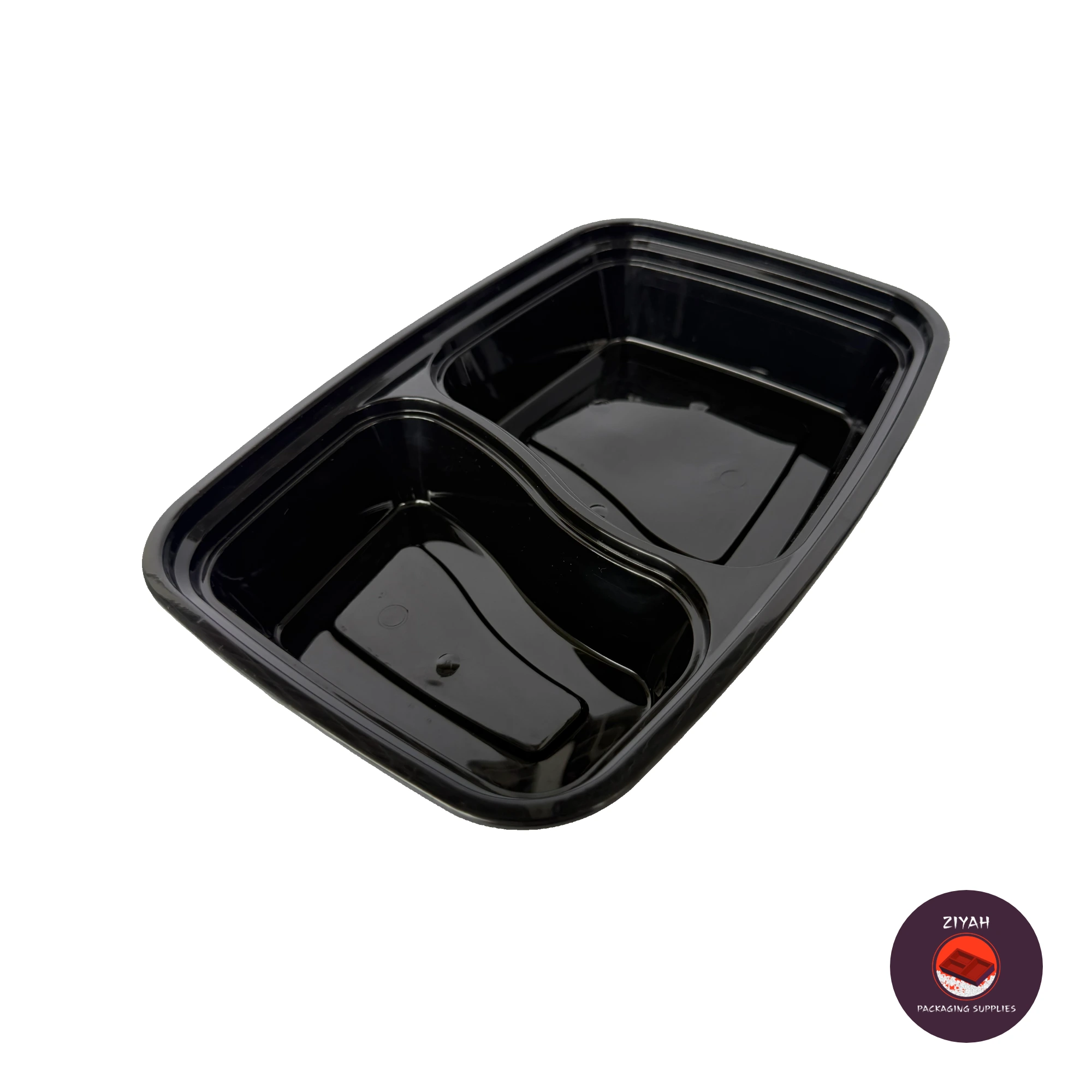 2 Division Hard Bento Box (Black) (Hard Bento Black, Black color, size 1000ml · 21.1 × 14.5 × 4.5 cm) — product photo 1. Food-grade packaging for sale in the Philippines | Ziyah Packaging Supplies