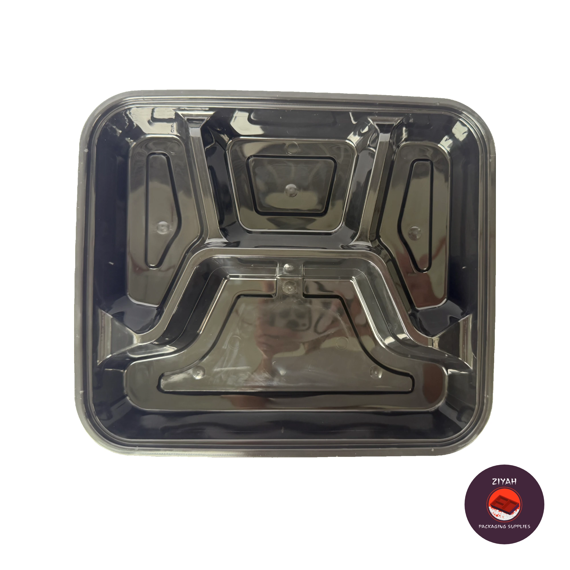 4 Division Hard Bento Box (Black) (Hard Bento Black, Black color, size 1000ml · 20.95 × 17.78 × 3.81 cm) — product photo 1. Food-grade packaging for sale in the Philippines | Ziyah Packaging Supplies