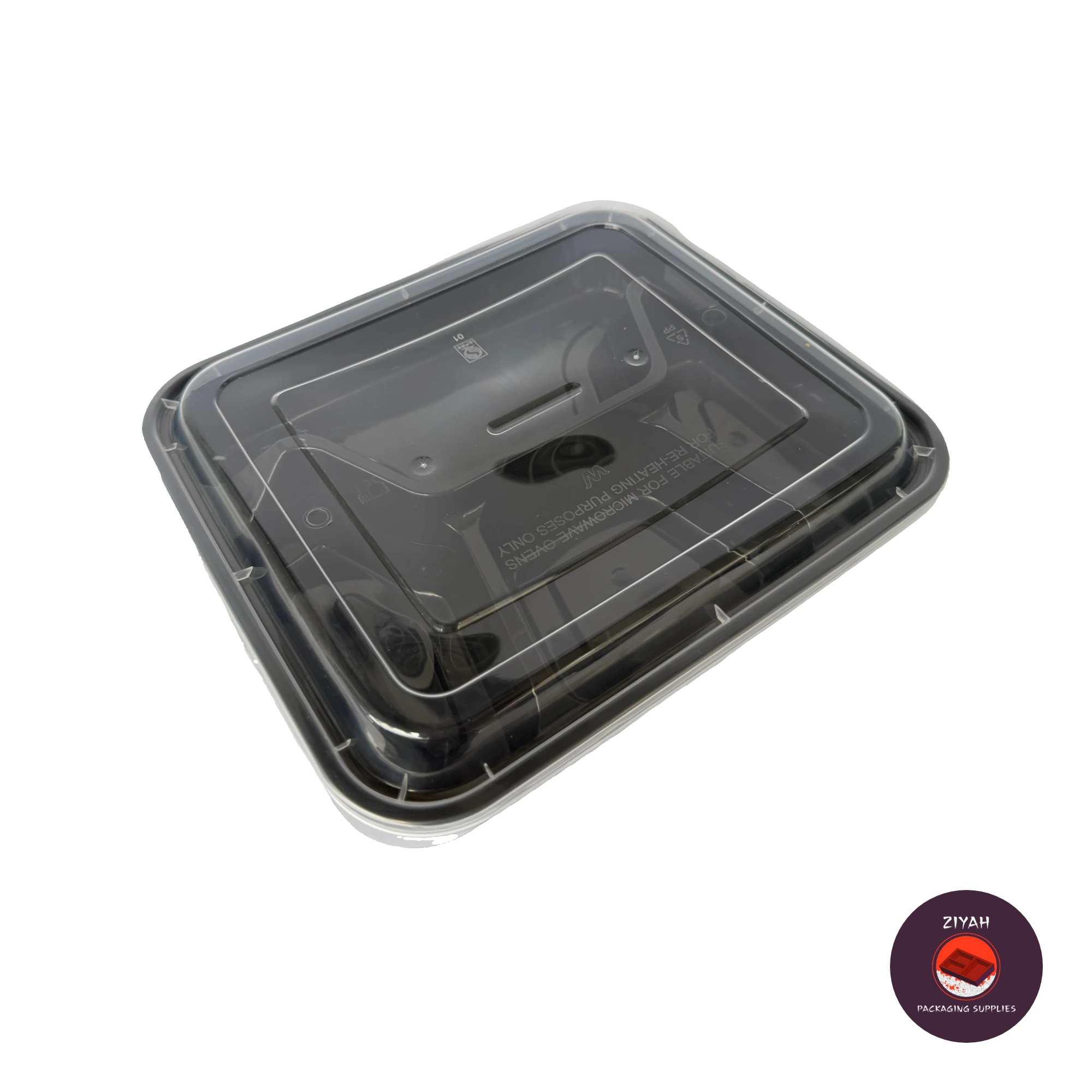 4 Division Hard Bento Box (Black) (Hard Bento Black, Black color, size 1000ml · 20.95 × 17.78 × 3.81 cm) — product photo 7. Food-grade packaging for sale in the Philippines | Ziyah Packaging Supplies