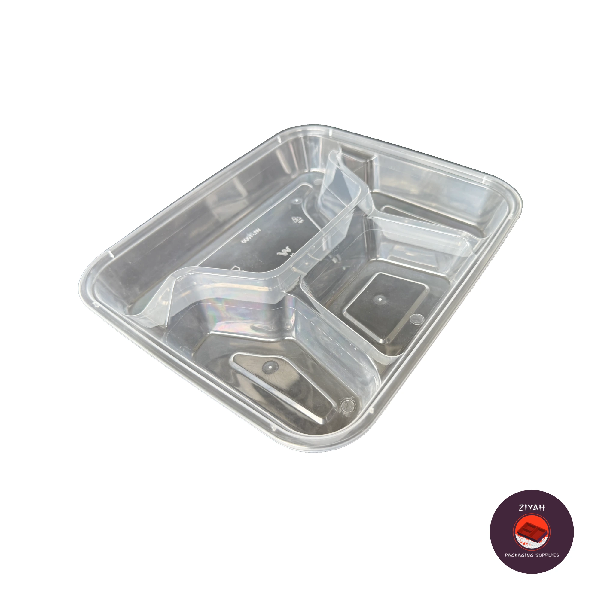 4 Division Hard Bento Box (Clear) (Hard Bento Clear, Clear color, size 1000ml · 20.95 × 17.78 × 3.81 cm) — product photo 1. Food-grade packaging for sale in the Philippines | Ziyah Packaging Supplies