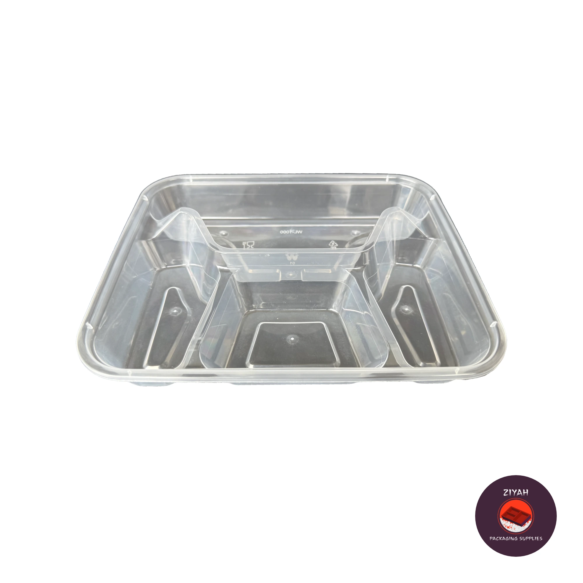 4 Division Hard Bento Box (Clear) (Hard Bento Clear, Clear color, size 1000ml · 20.95 × 17.78 × 3.81 cm) — product photo 4. Food-grade packaging for sale in the Philippines | Ziyah Packaging Supplies