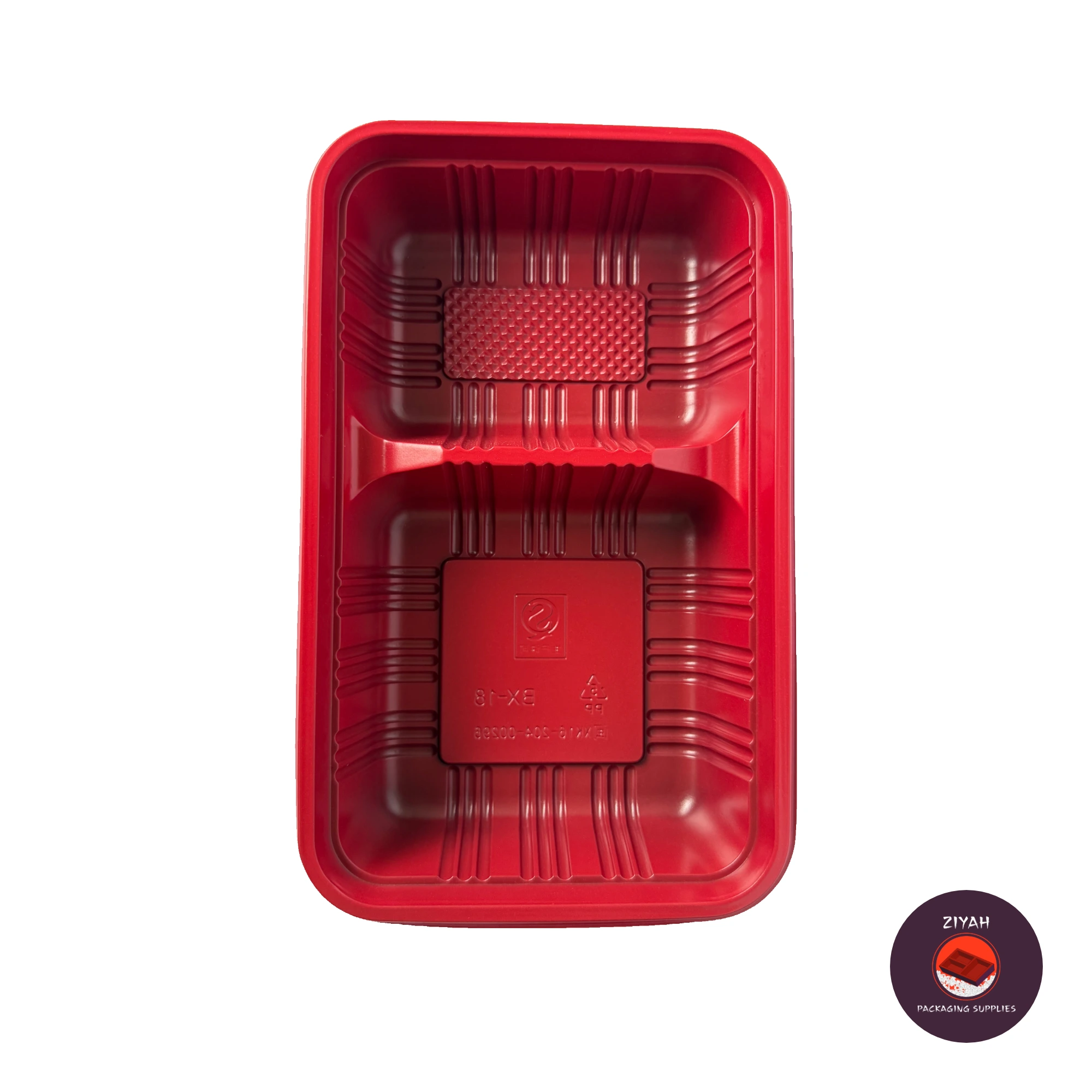 2 Division Bento Box (Bento Boxes, Red & Black color, size 22.5 × 14.5 × 5.5 cm) — product photo 1. Food-grade packaging for sale in the Philippines | Ziyah Packaging Supplies