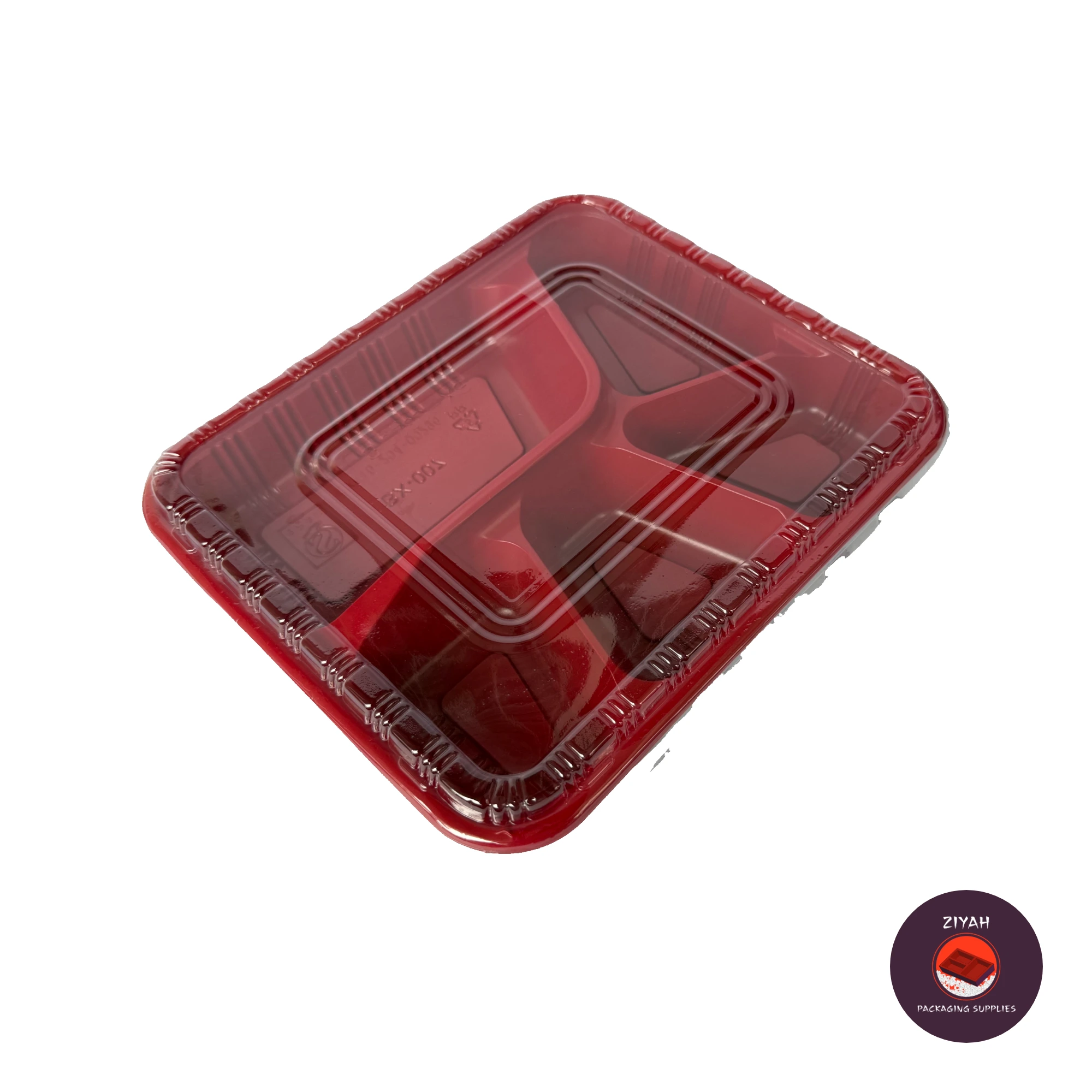 5 Division Bento Box (Bento Boxes, Red & Black color, size 22.5 × 19.5 × 3.5 cm) — product photo 2. Food-grade packaging for sale in the Philippines | Ziyah Packaging Supplies