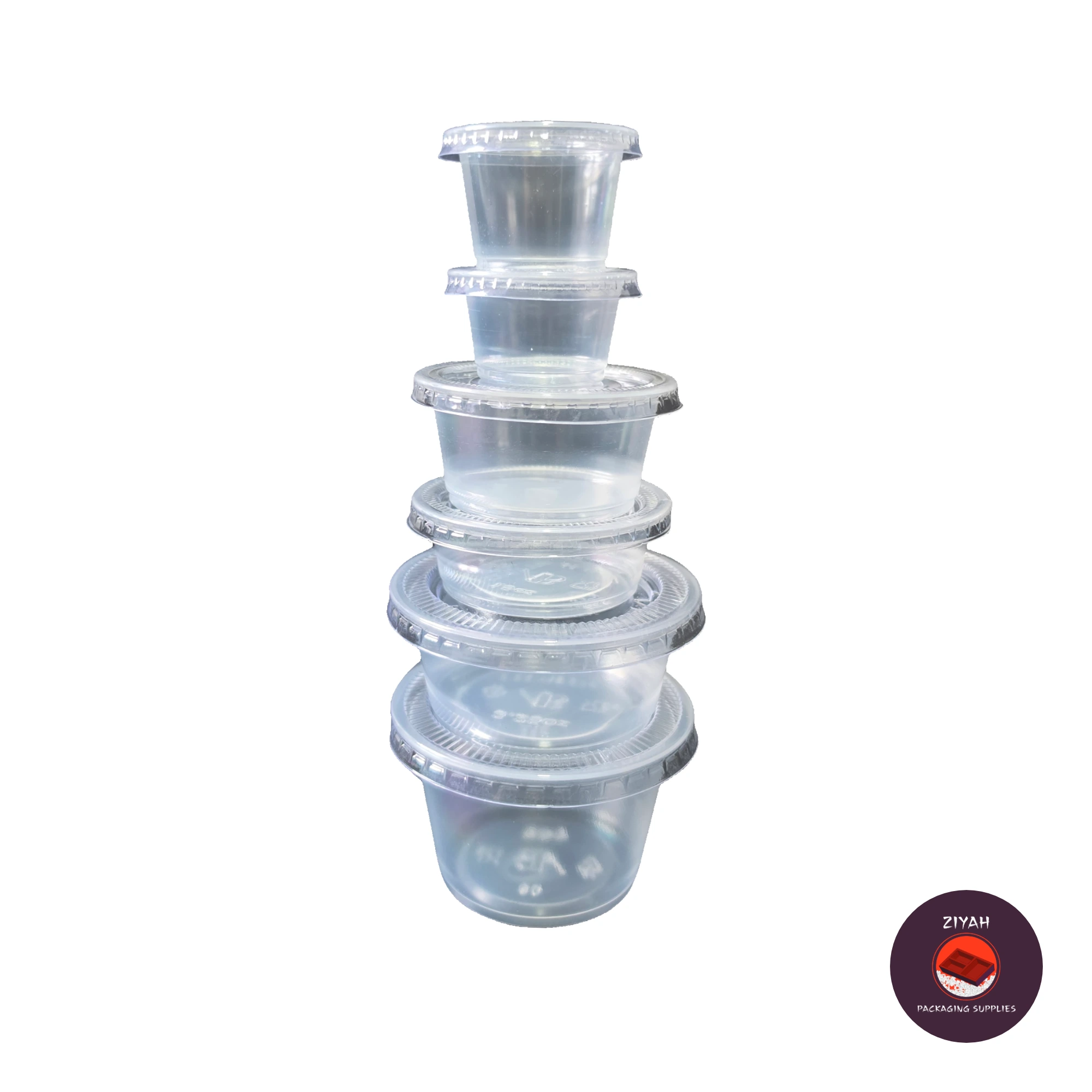 Hinged Sauce Cup (Cup Sauce, Clear color, size NA) — product photo 1. Food-grade packaging for sale in the Philippines | Ziyah Packaging Supplies